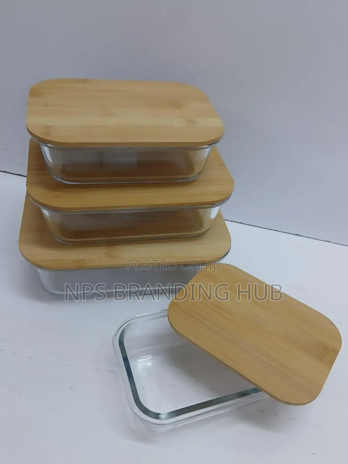 4 in 1 Snack Storage Box Set Wooden Top Lid. Ao
