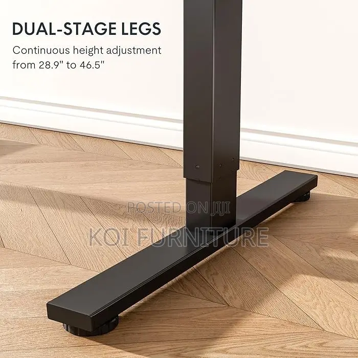 Office Desk; 1.2 Meter Black Height Adjustable Office Desk