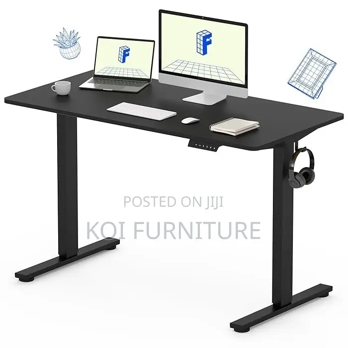 Office Desk; 1.2 Meter Black Height Adjustable Office Desk