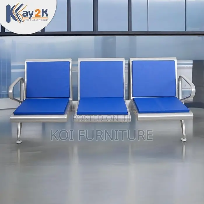 Office Bench; Three Seaters Heavy Leather Padded Reception Bench
