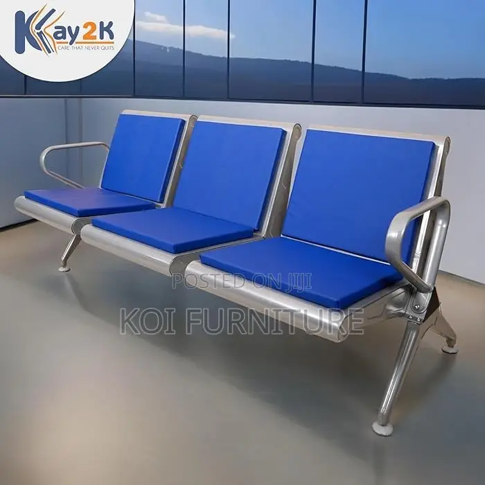 Office Bench; Three Seaters Heavy Leather Padded Reception Bench
