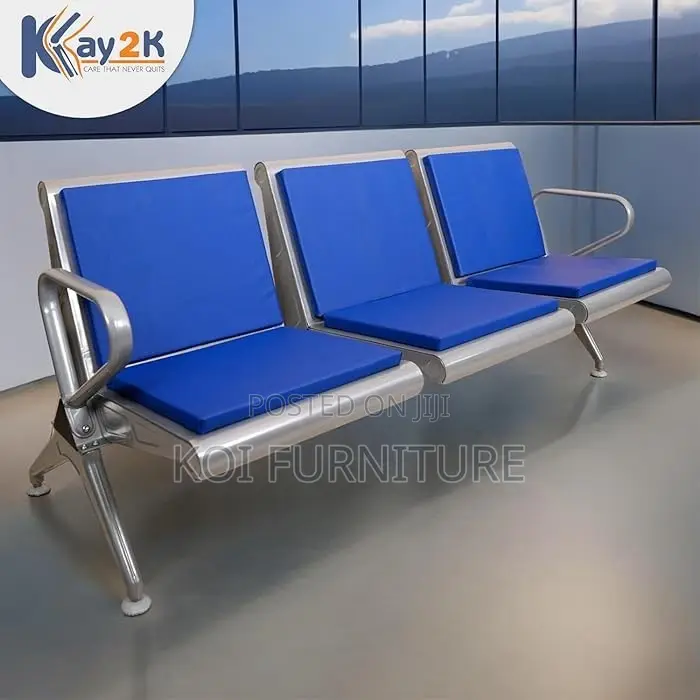 Office Bench; Three Seaters Heavy Leather Padded Reception Bench