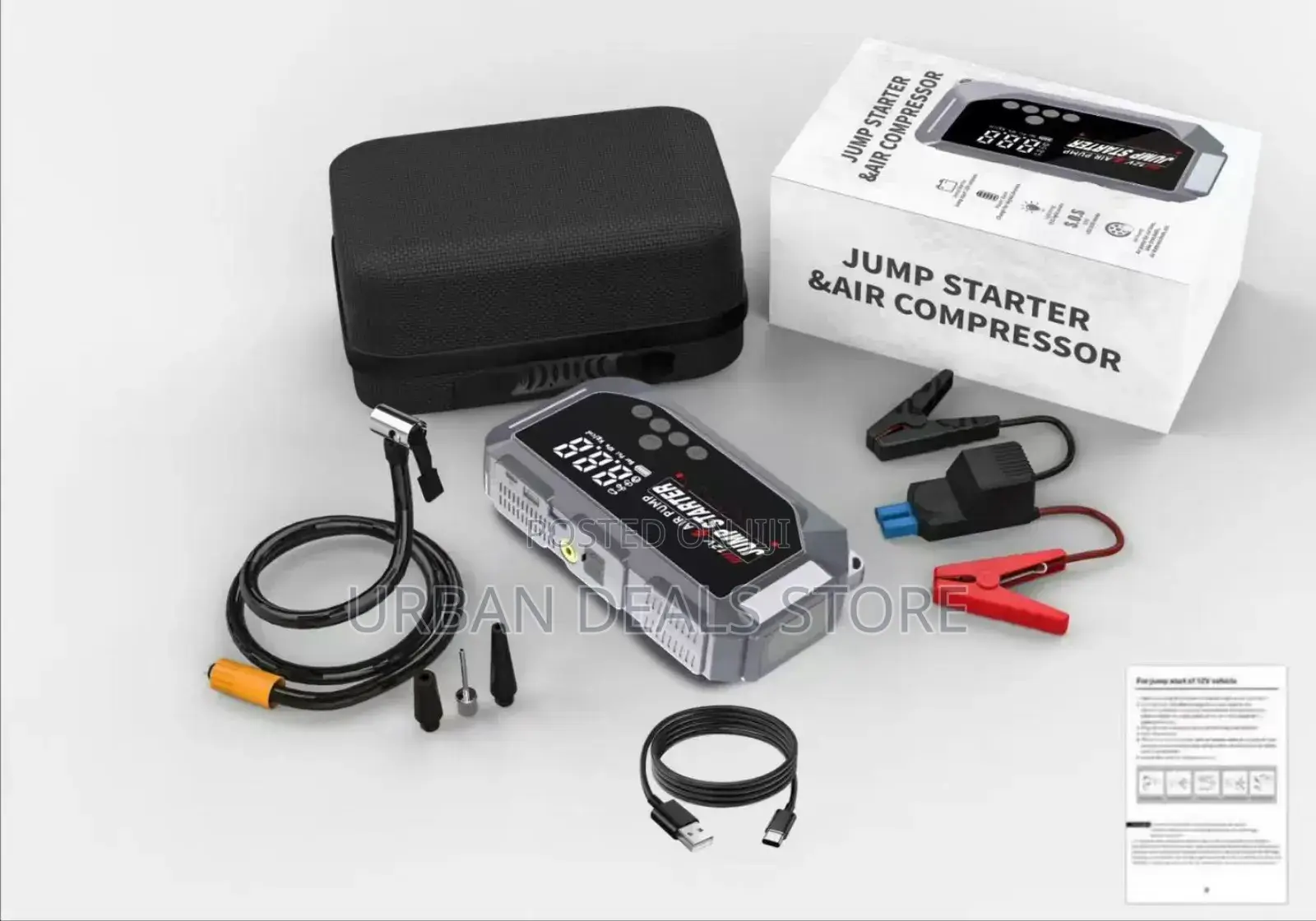 High Power Digital Jump Starter With Digital Compressor