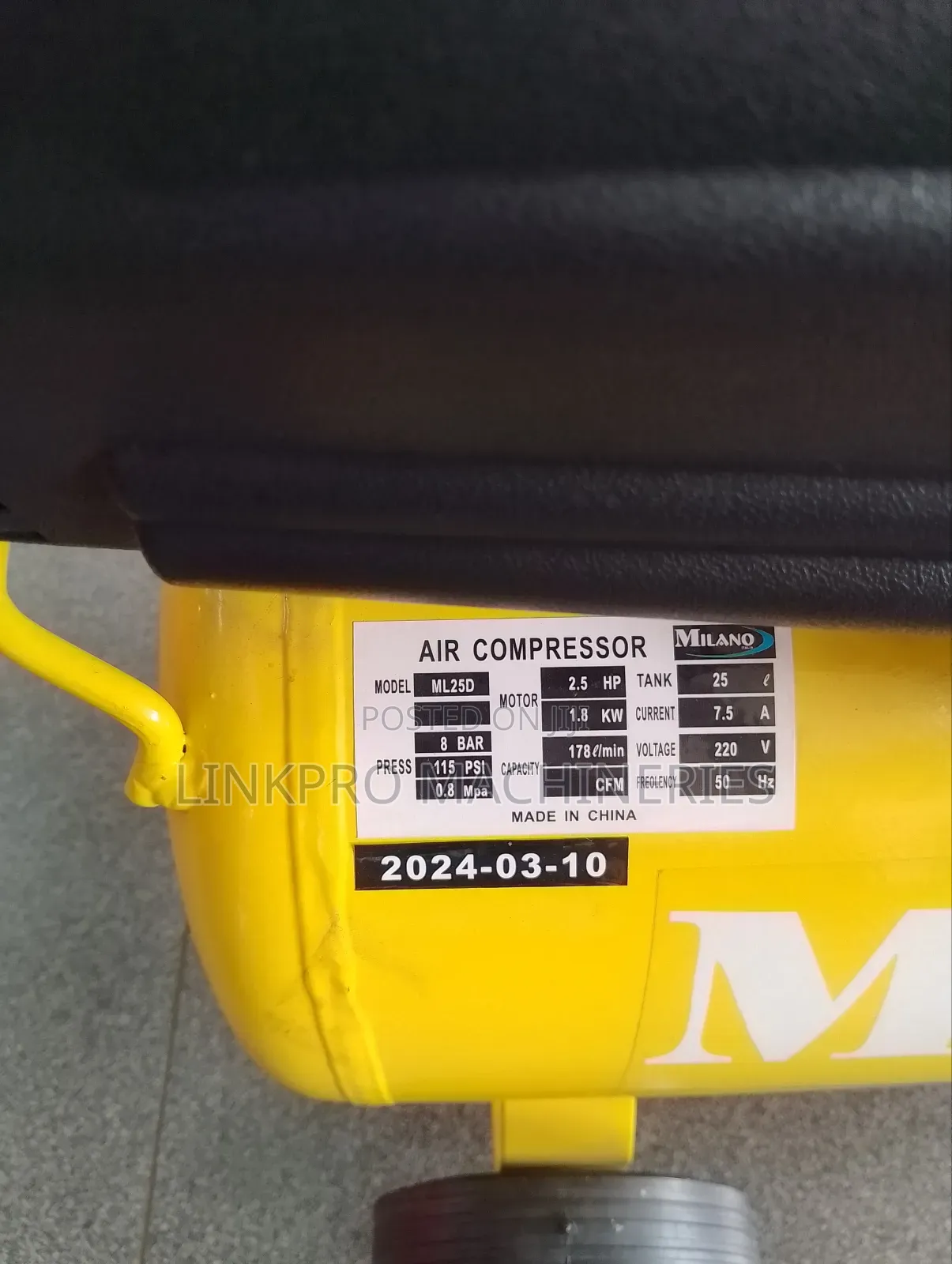 25 Litres 2.5 Hp Milano Electric Air Compressor