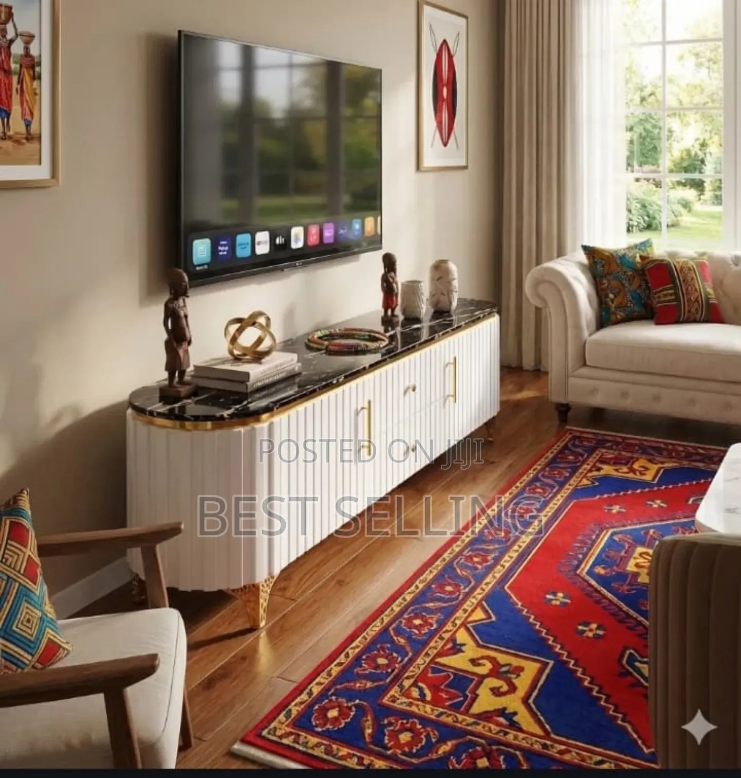 Presented Oval Marble Top Tv Stand