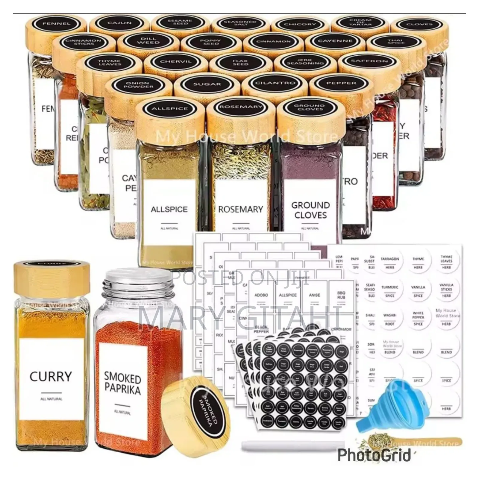 29pcs Set Glass Storage Spice Jars With Bamboo Lid