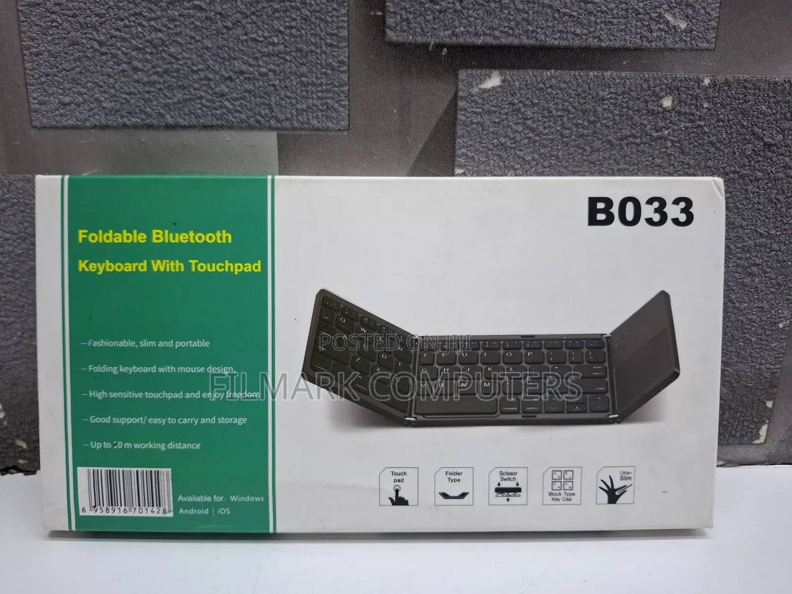 B033 Mini Folding Keyboard Wireless Bluetooth Keyboard With Touchpad