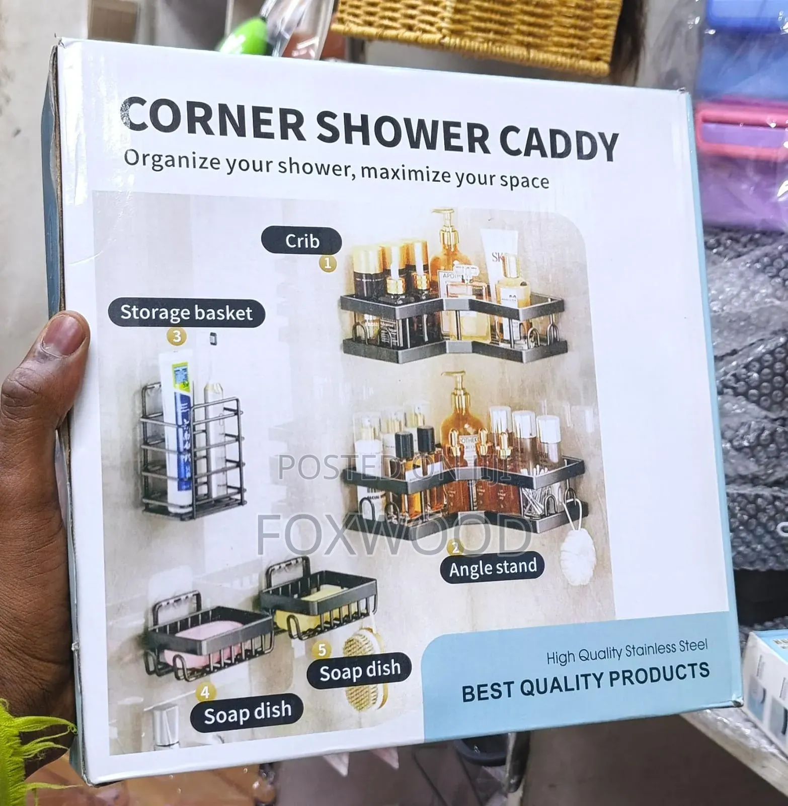 5pcs Set Triangular Shower Caddy Shelf/ Wall Organizer