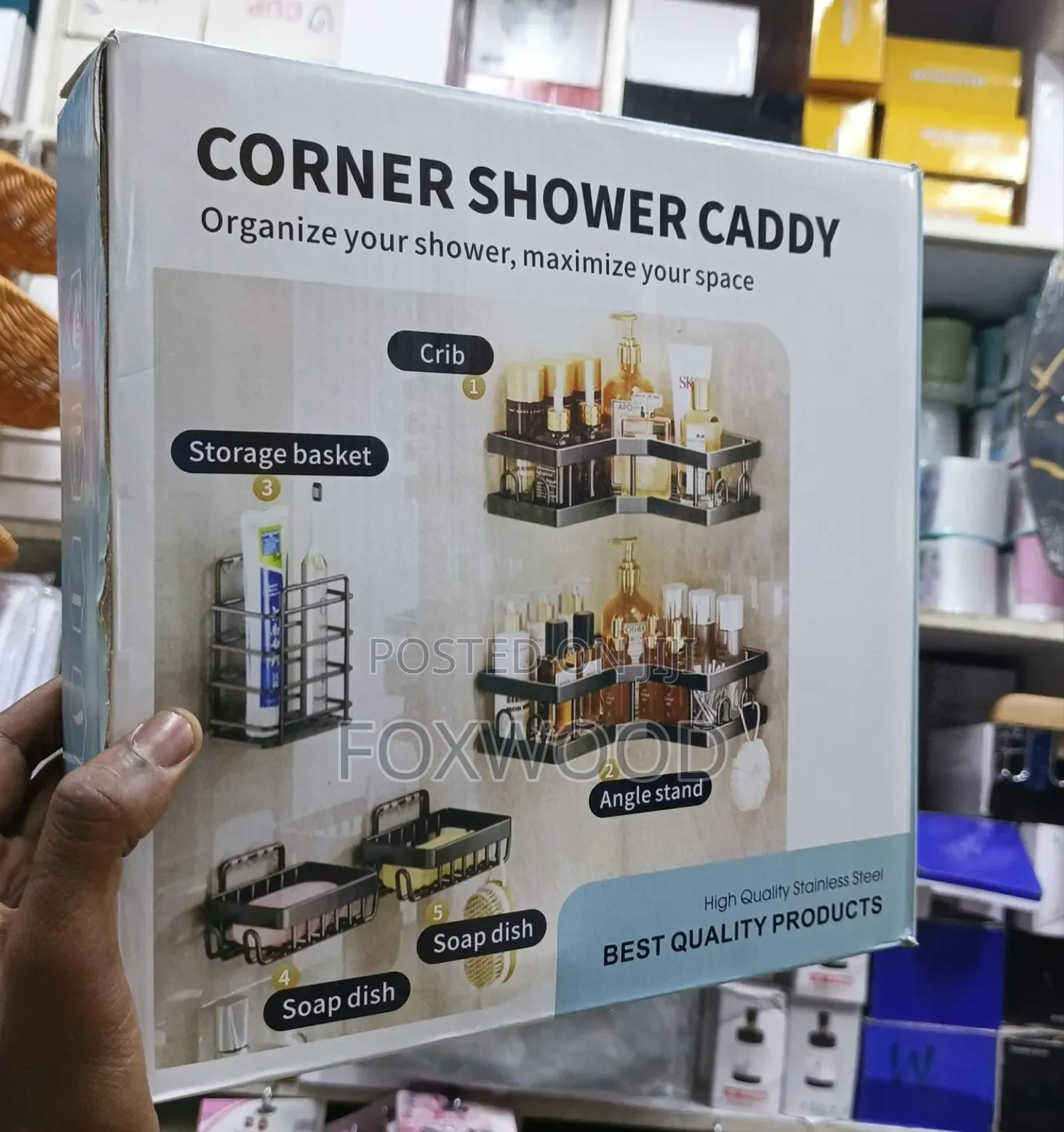 5pcs Set Triangular Shower Caddy Shelf/ Wall Organizer