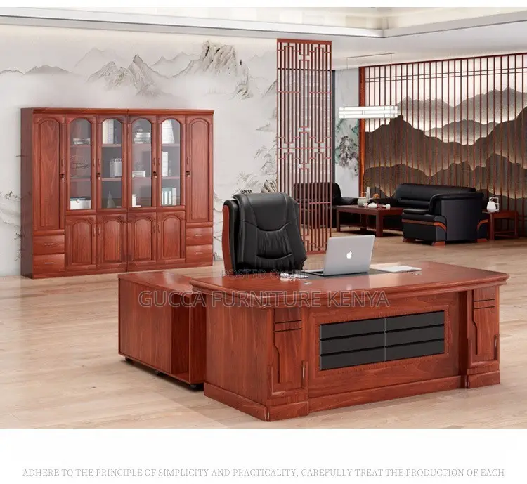 160cm Executive Mahogany L-Shaped Boss Desk