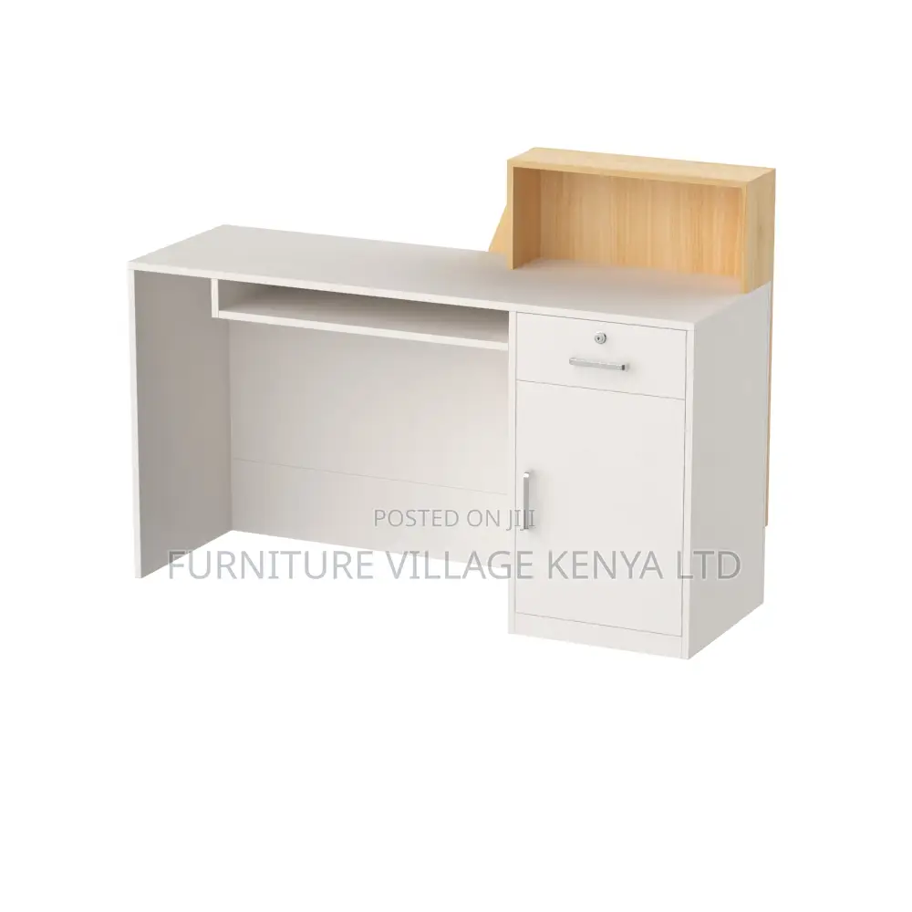 Office Desk; Modern White Front Reception Office Desk