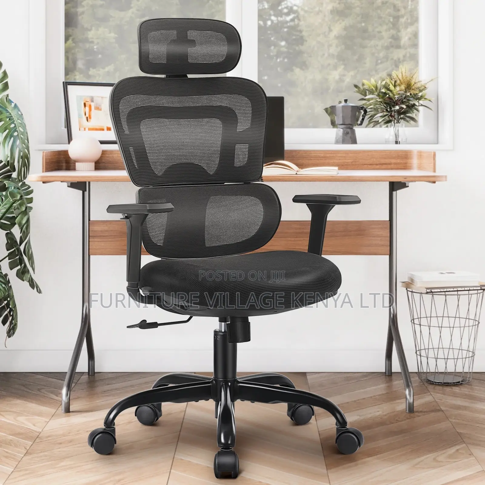 Office Chair; Black Orthopedic High- Back Office Chair