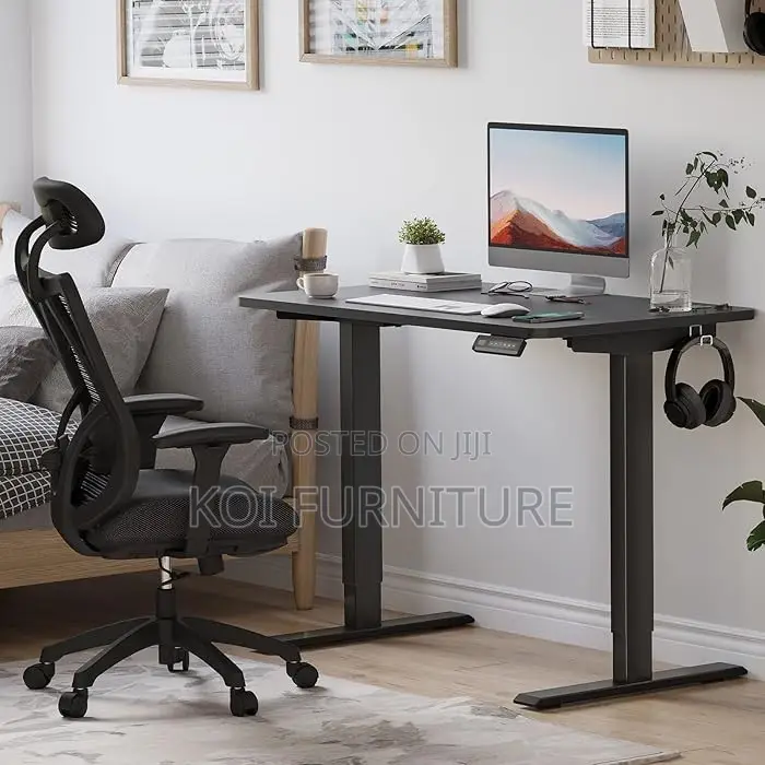 Office Desk; 1.6m Electric Height Adjustable Desk With Push Button