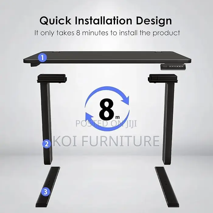 Office Desk; 1.6m Electric Height Adjustable Desk With Push Button