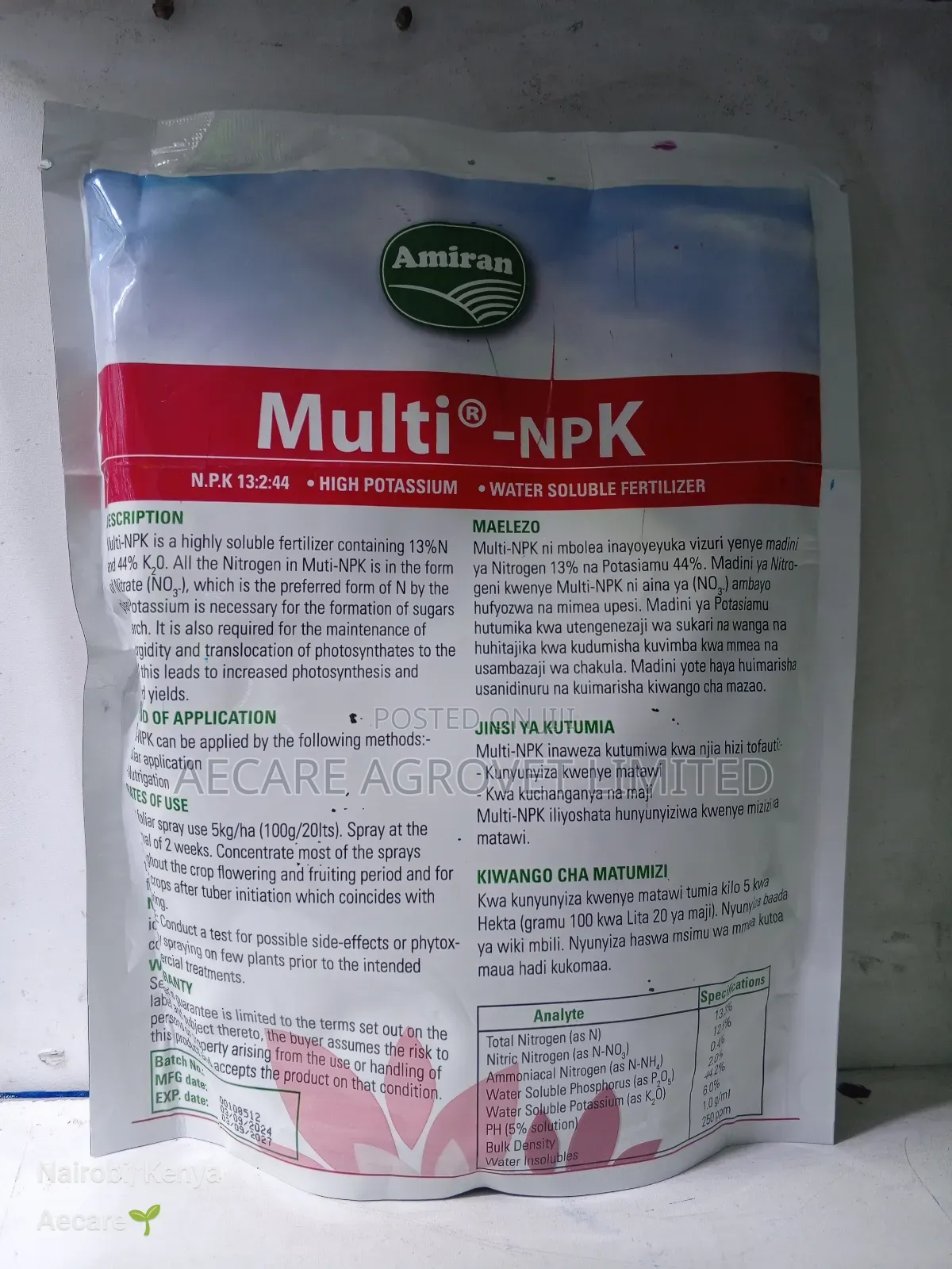 Multi NPK High Potassium Foliar Fertilizer 1kg