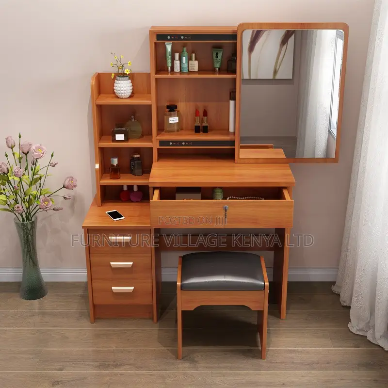 Dressers; Modern Dressing Table With Sliding Mirror