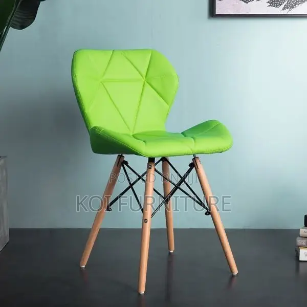 Home Chair; Leather Padded Eames Wooden Base Dining Chair
