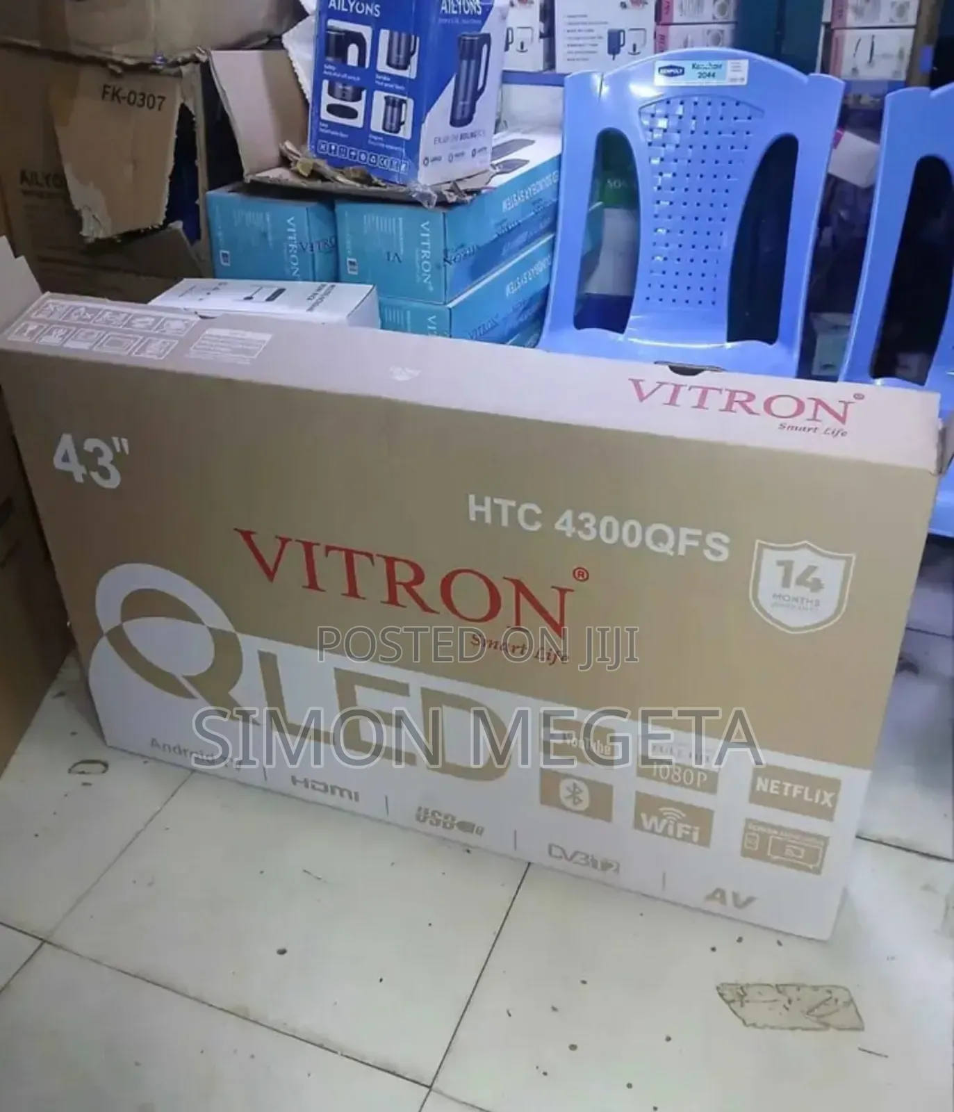 Vitron 43 Inches Qled Tv Frameless Smart Android Tv Htc43/Bluetooth