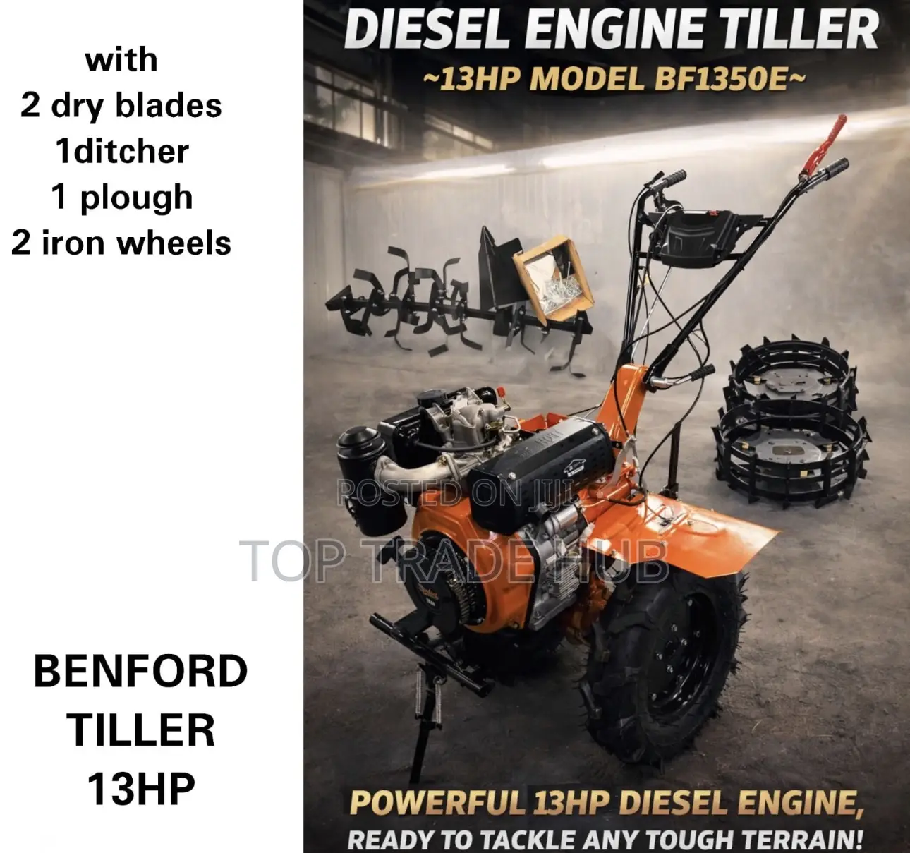 Benford Uk Diesel Engine Tiller/Walking Tractor 13hp With Accessories