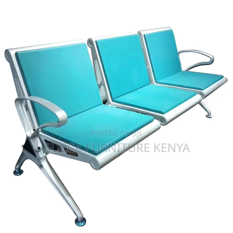 3-Seater Leather Padded Reception Bench