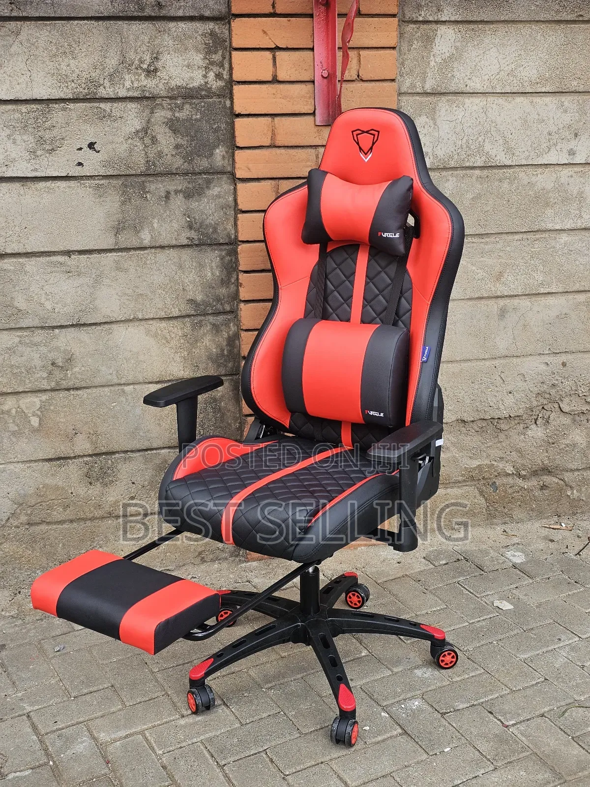 Red Black Gaming Chair With Footrest