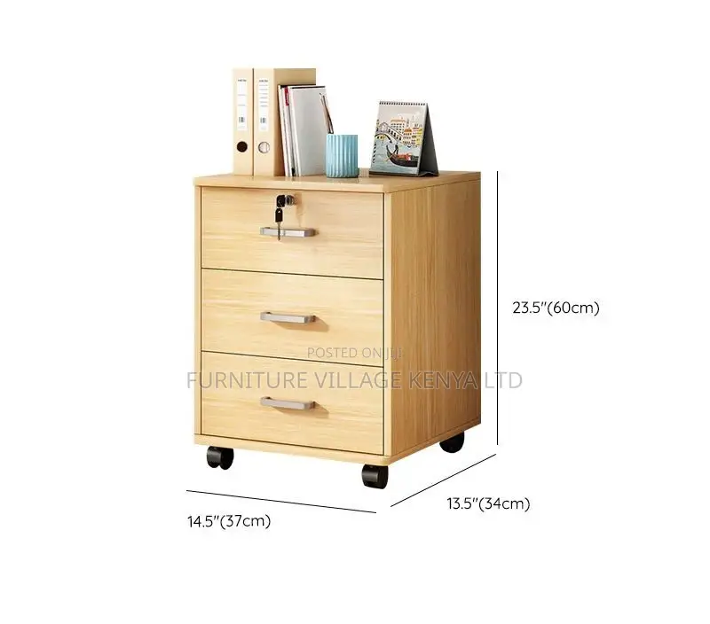 Office Cabinet; Modern File Cabinet Wooden Frame Lock Storage