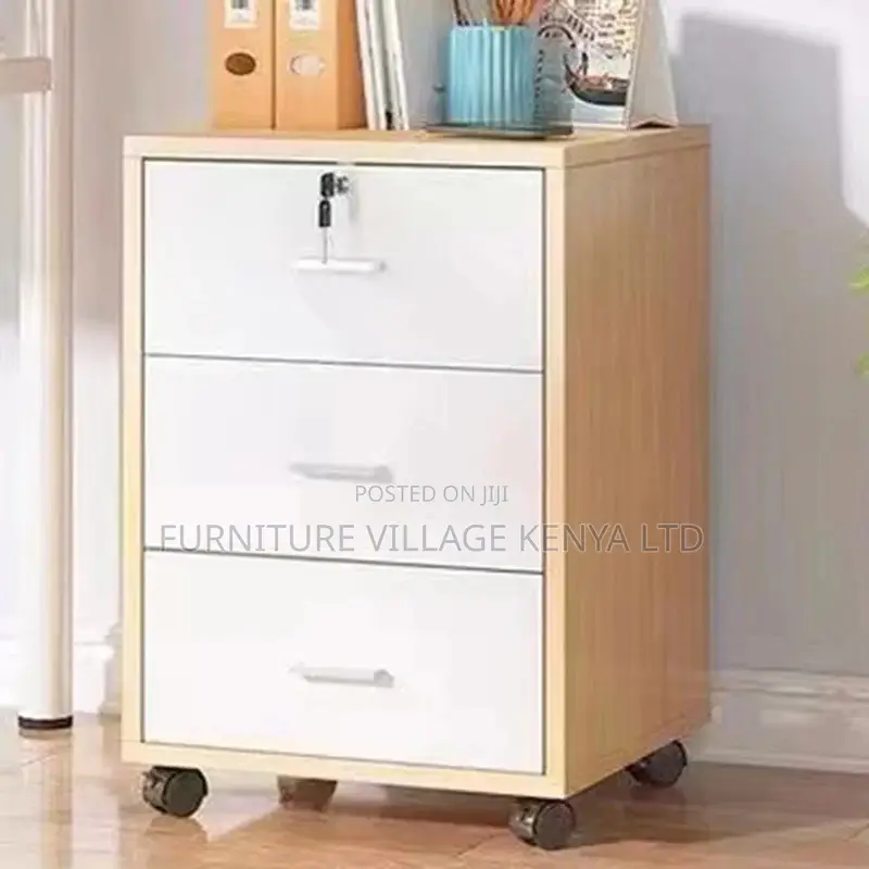 Office Cabinet; Modern File Cabinet Wooden Frame Lock Storage