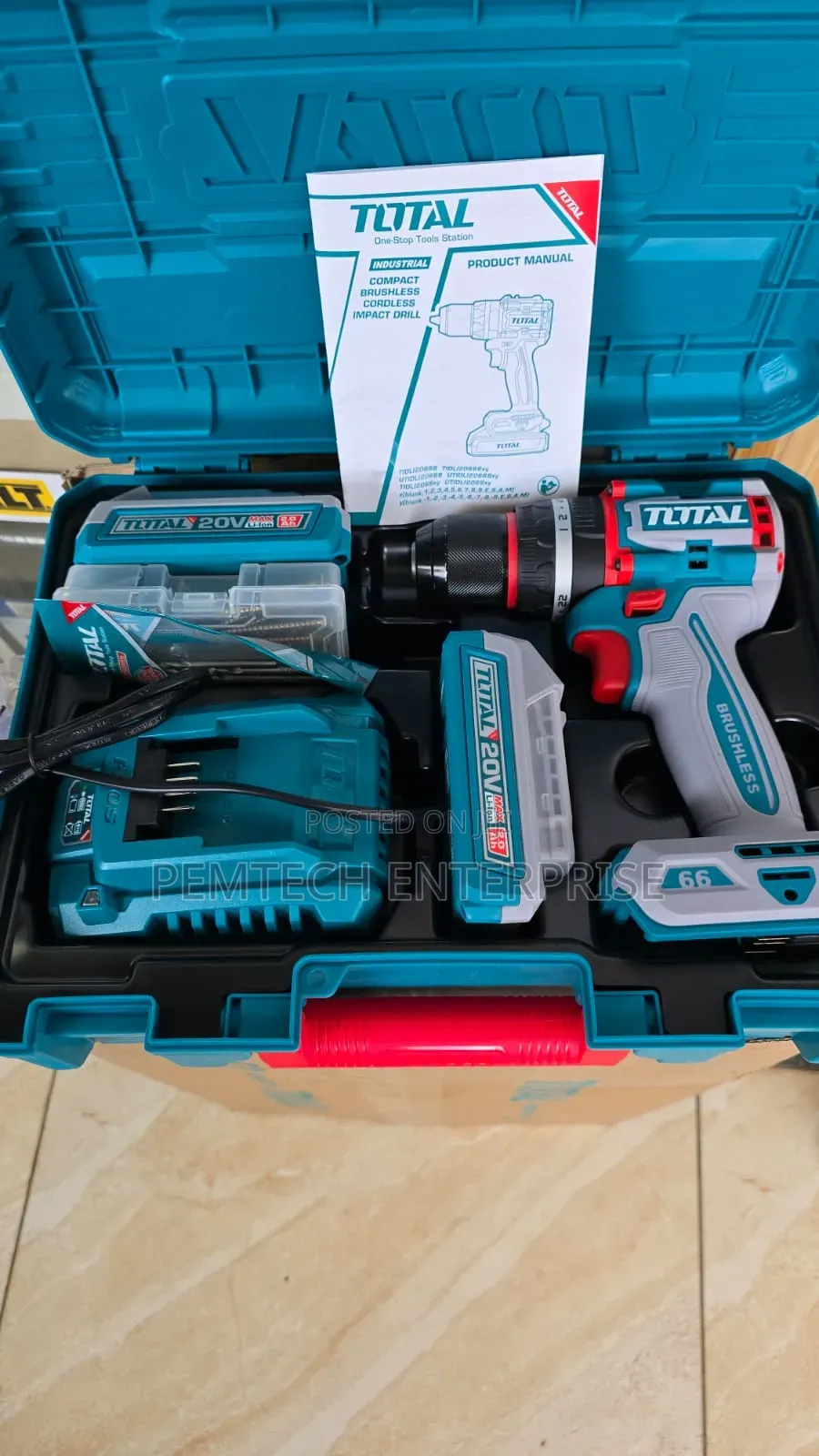 Total 20v Industrial Compact Brushless Cordless Impact Drill