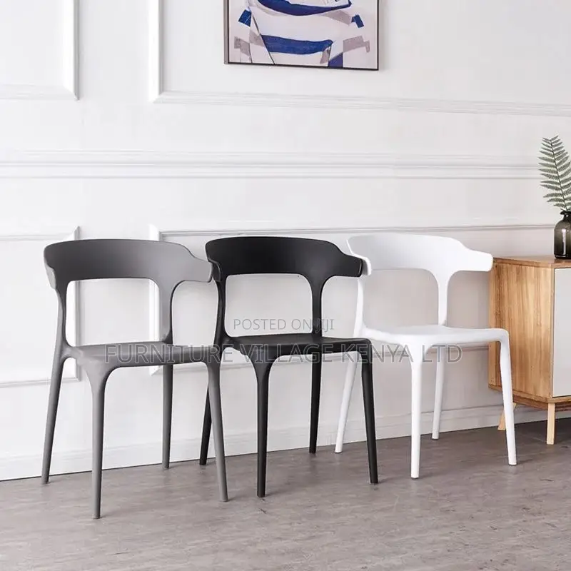 Dining Chair; Modern Style Arm Chair Plastic Open Back Dining Chair