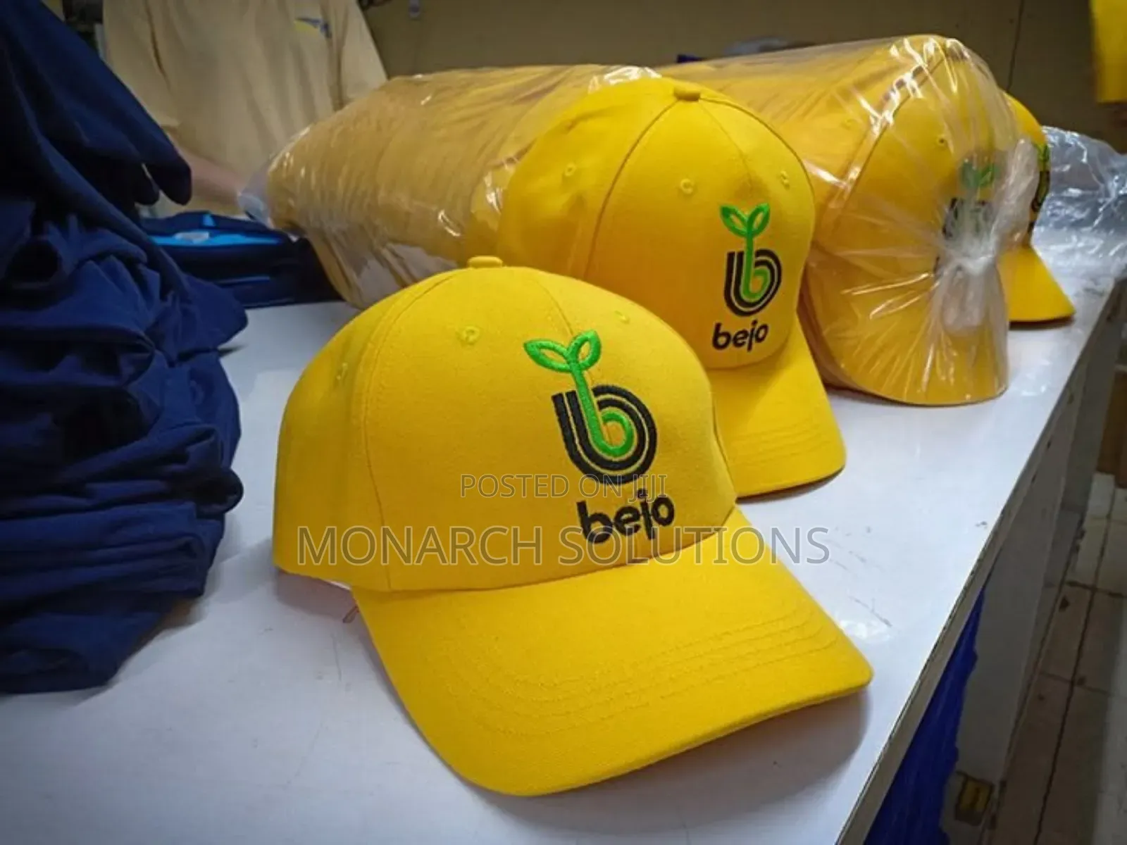 Yellow Caps With Logo
