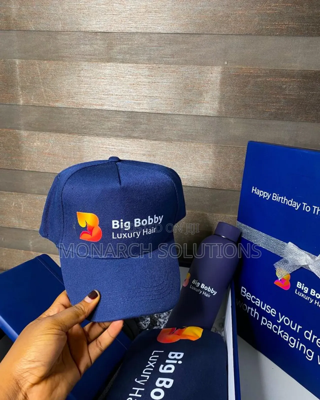Navy Blue and White Caps We Can Customize With Preferred Logo
