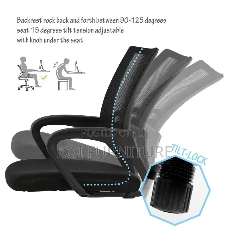 Office Chairs; Strong Top Mesh Koi Fabric Chairs