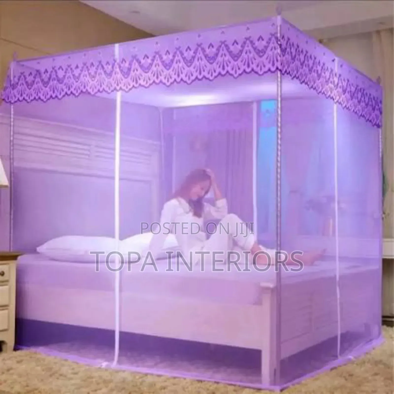 Breathable 4x6 Purple Canopy Mosquito Net With 4 Stands