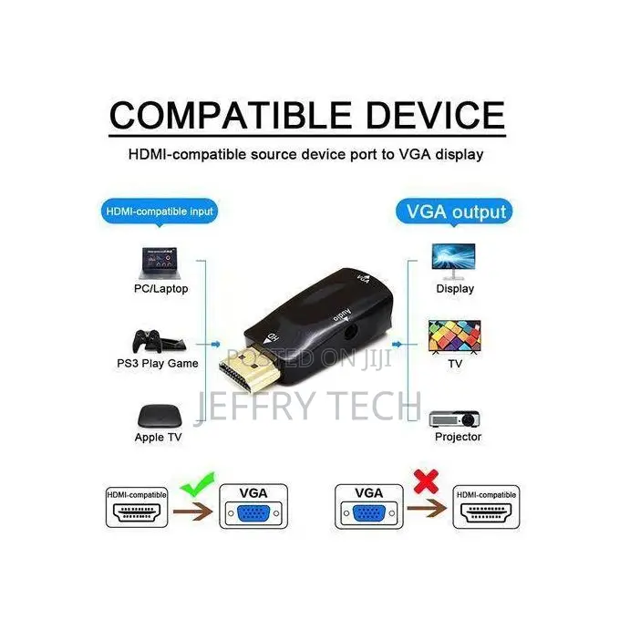 Hd 1080p Hdmi-Compatible to Vga Adapter Jack Audio Converter