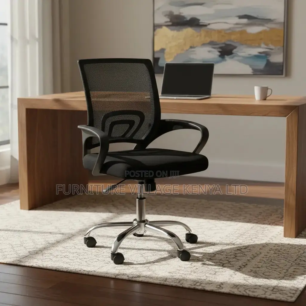 Office Chair; Black Swivel Adjustable Office Chair