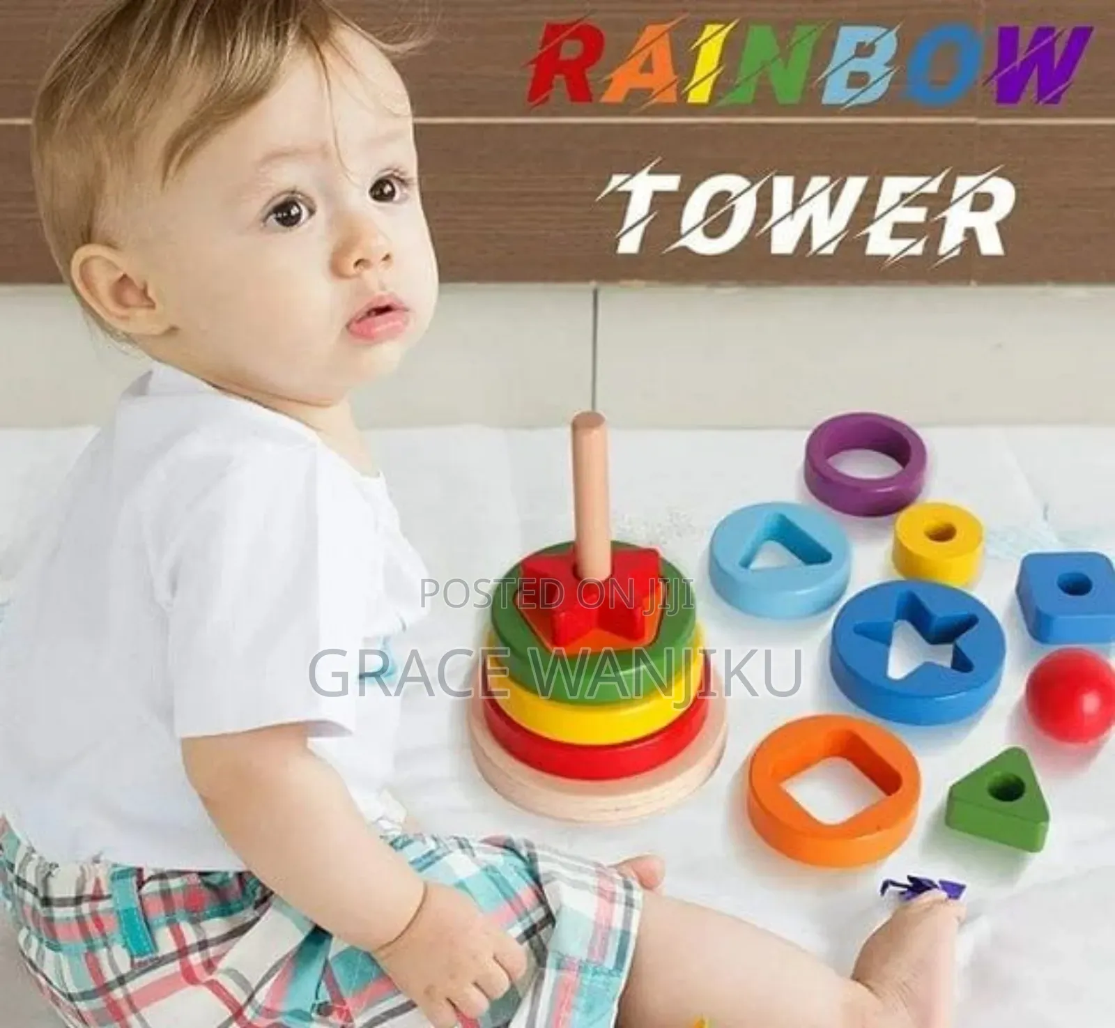 Wooden Rainbow Tower Double Stacked