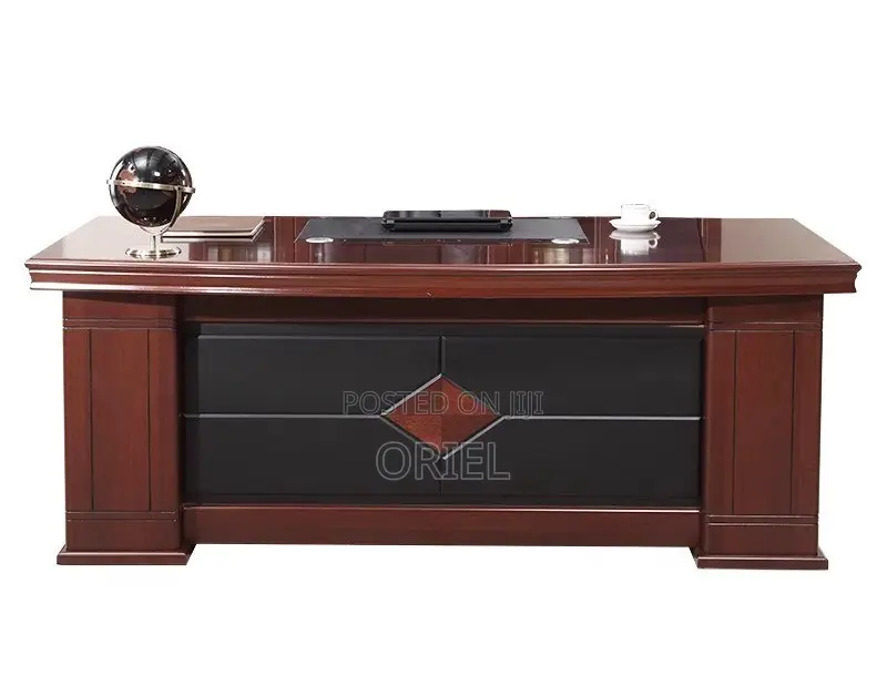 Office Desk : L-Shaped Mahogany Office Executive Desk