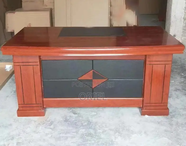 Office Desk : L-Shaped Mahogany Office Executive Desk