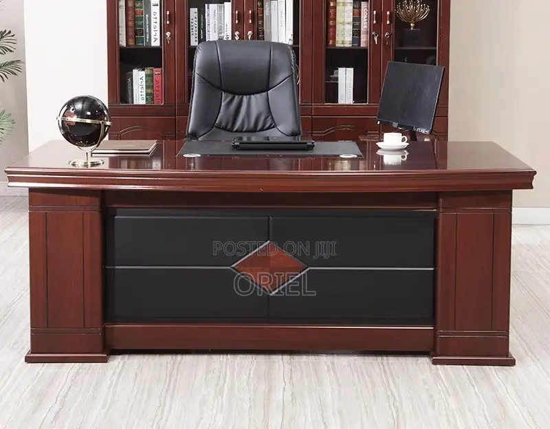 Office Desk : L-Shaped Mahogany Office Executive Desk
