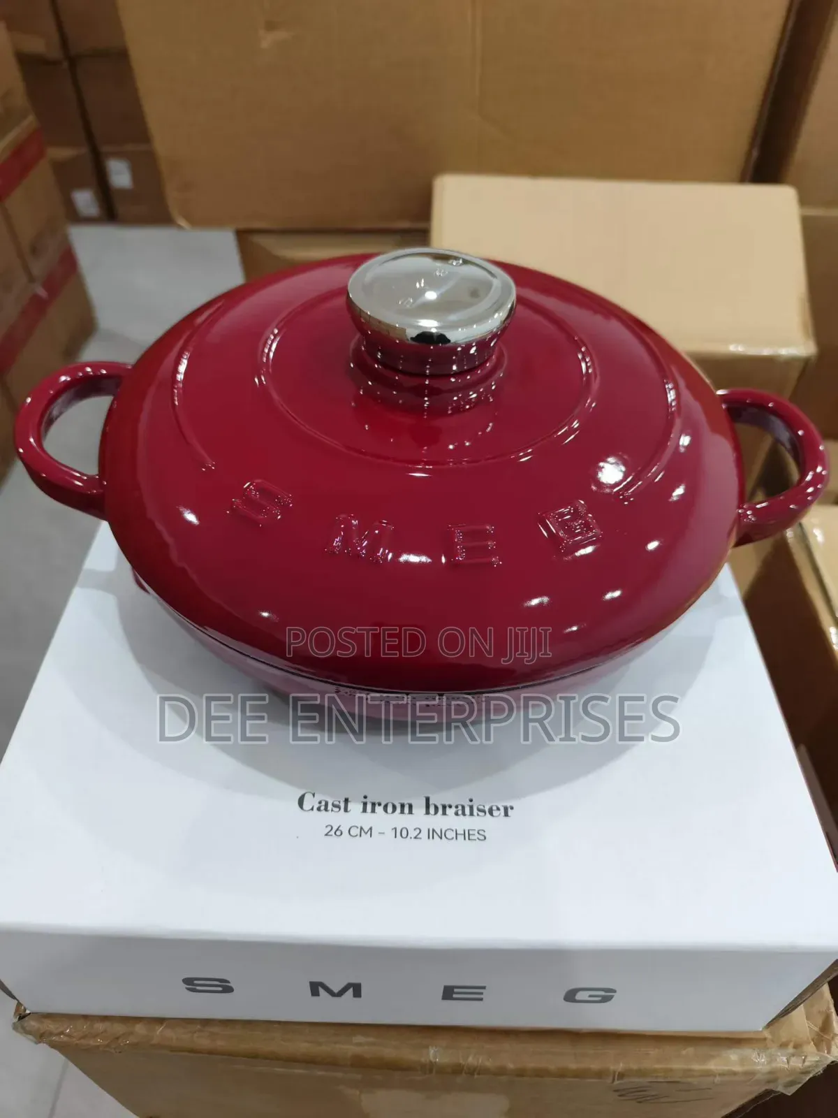 Red 26cm Smeg Cast Iron Cookware