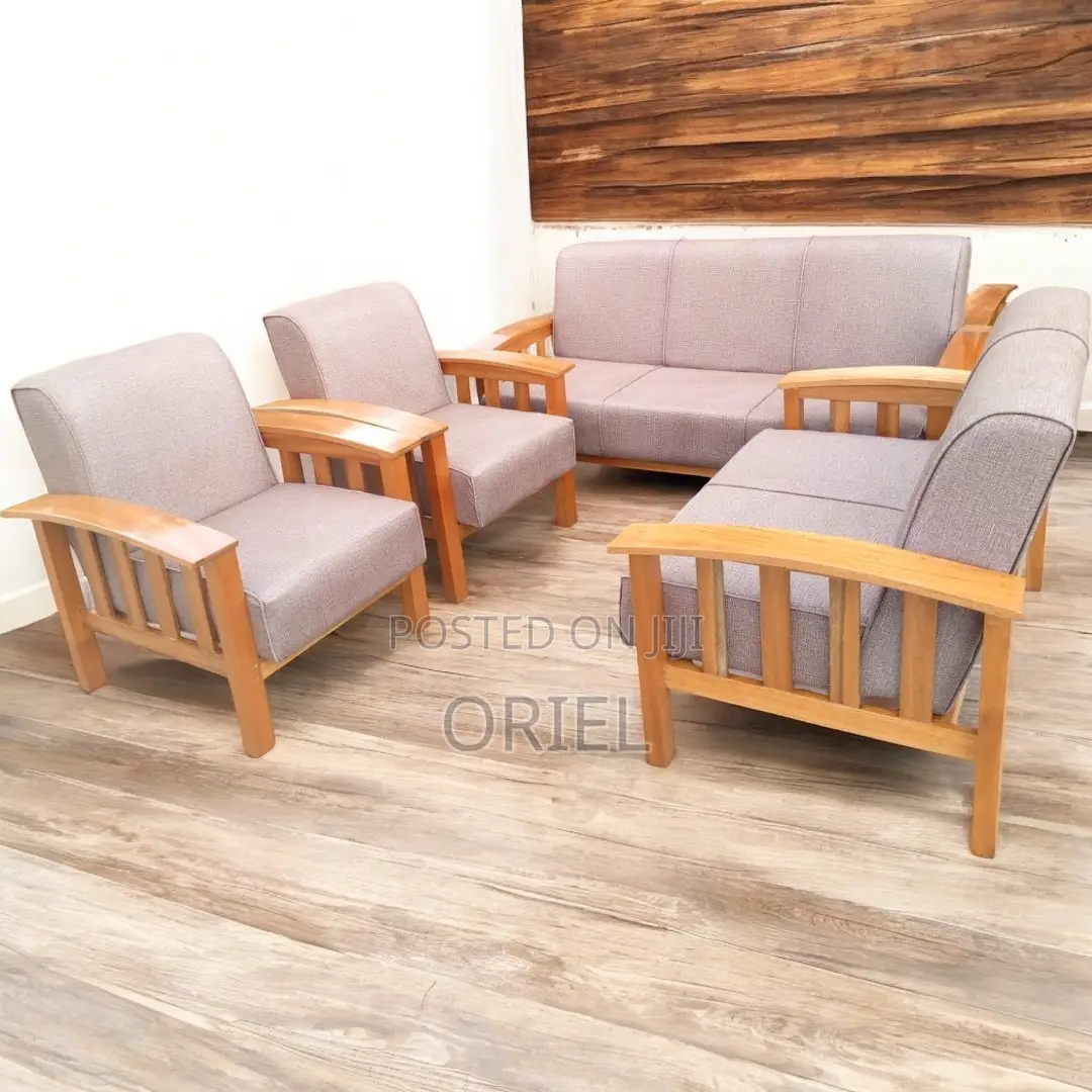 Office Sofa : Mahogany Frame 7-Seater Open Sofa Set
