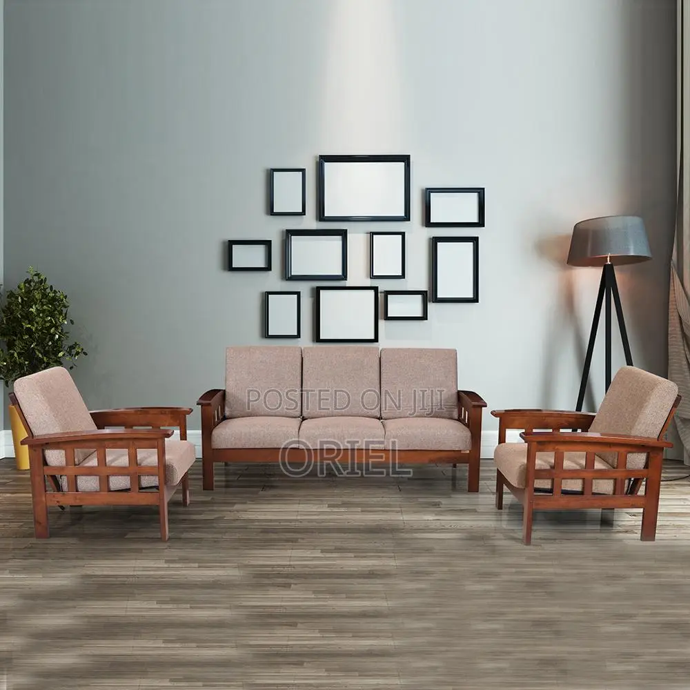 Office Sofa : Mahogany Frame 7-Seater Open Sofa Set