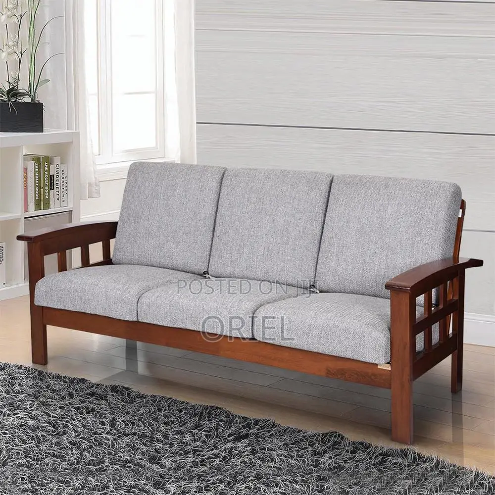 Office Sofa : Mahogany Frame 7-Seater Open Sofa Set