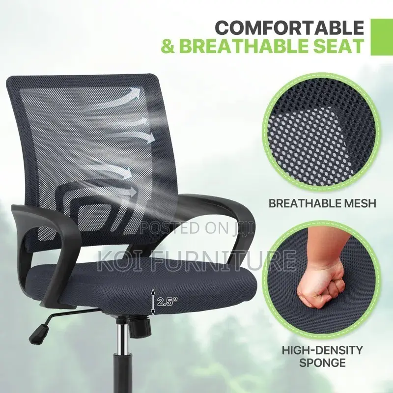 Office Chairs; Ergonomic Mid Back Swivel Clerical Office Chair