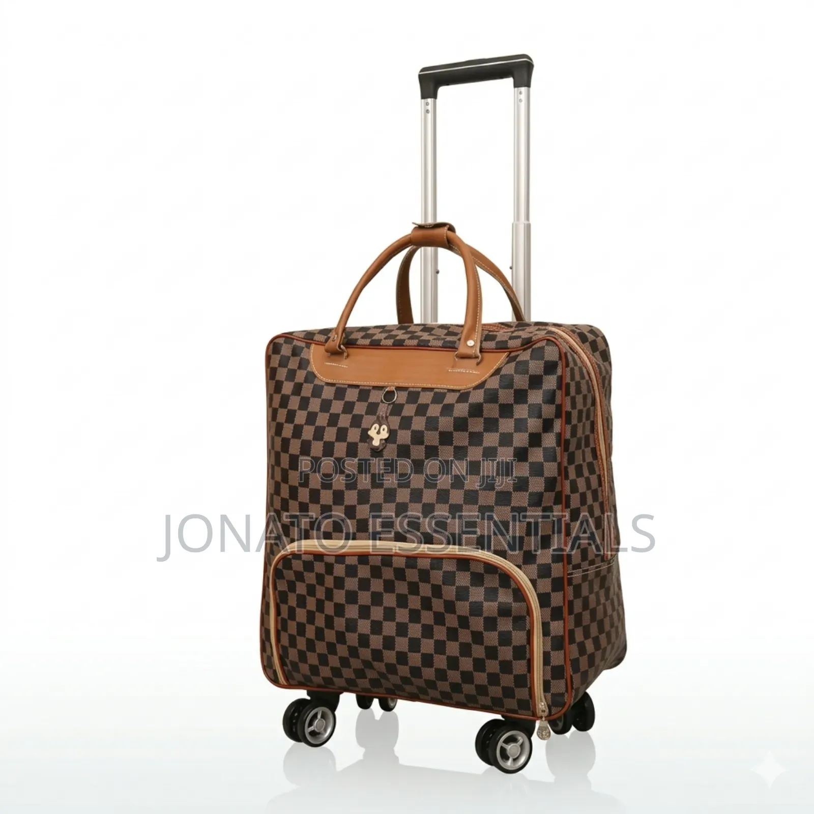 4-Wheel Checkered Pilot Case Travel Suitcase - Cabin Size Luggage