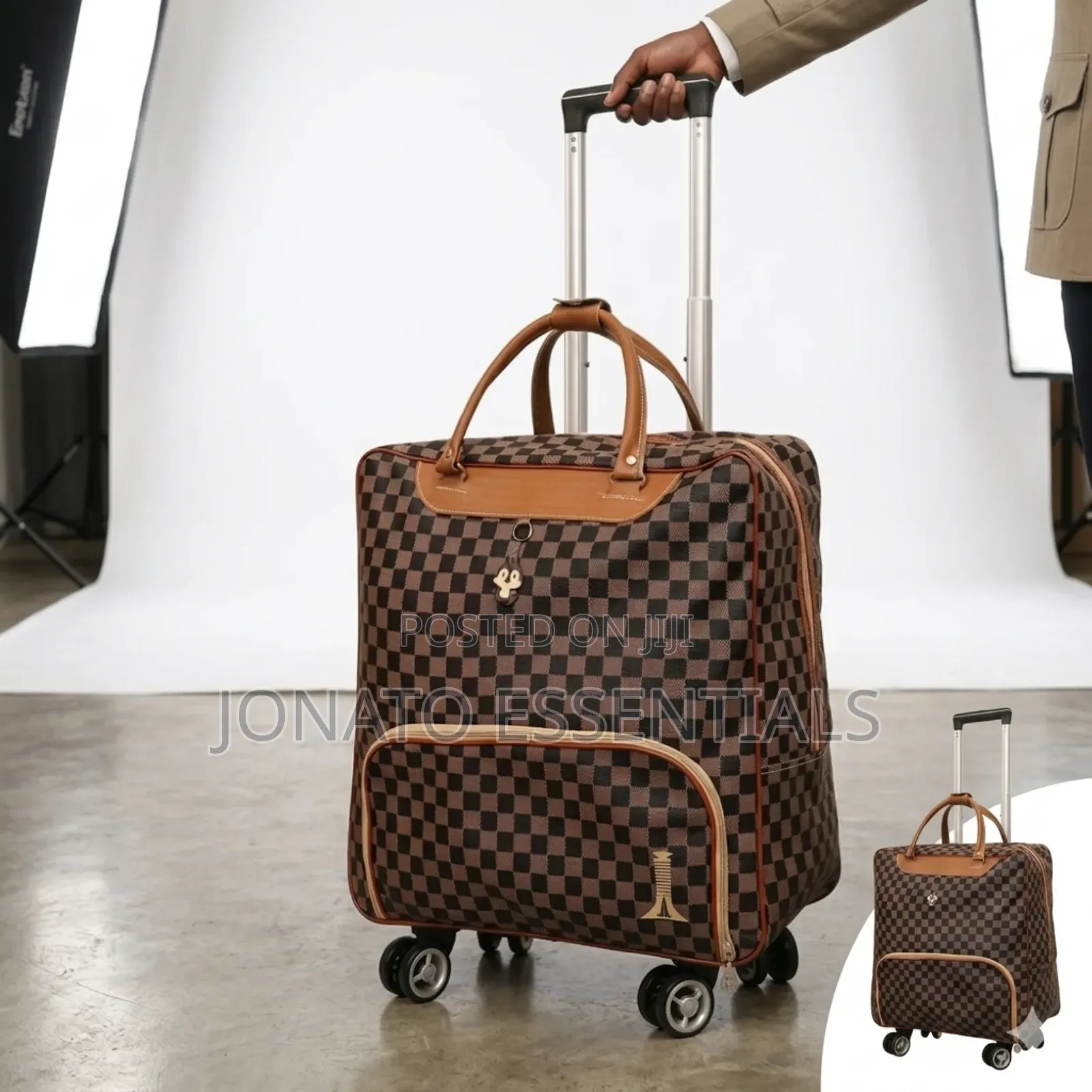 4-Wheel Checkered Pilot Case Travel Suitcase - Cabin Size Luggage
