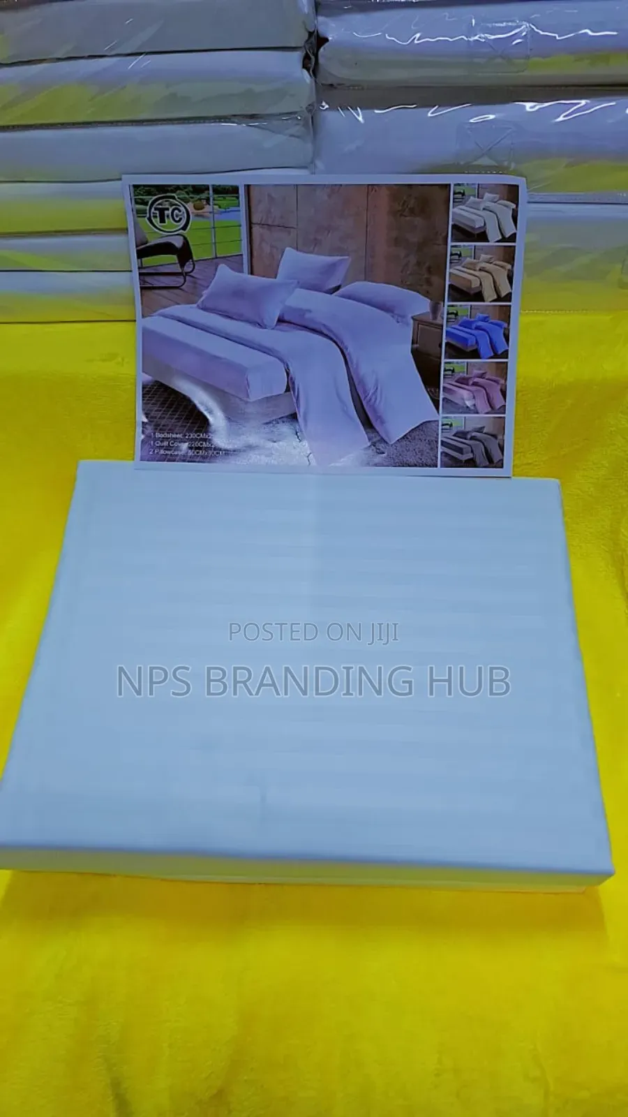 5pc Plain White Striped Duvet Cover Set 6*6/6*7 (220*240cm) S.K