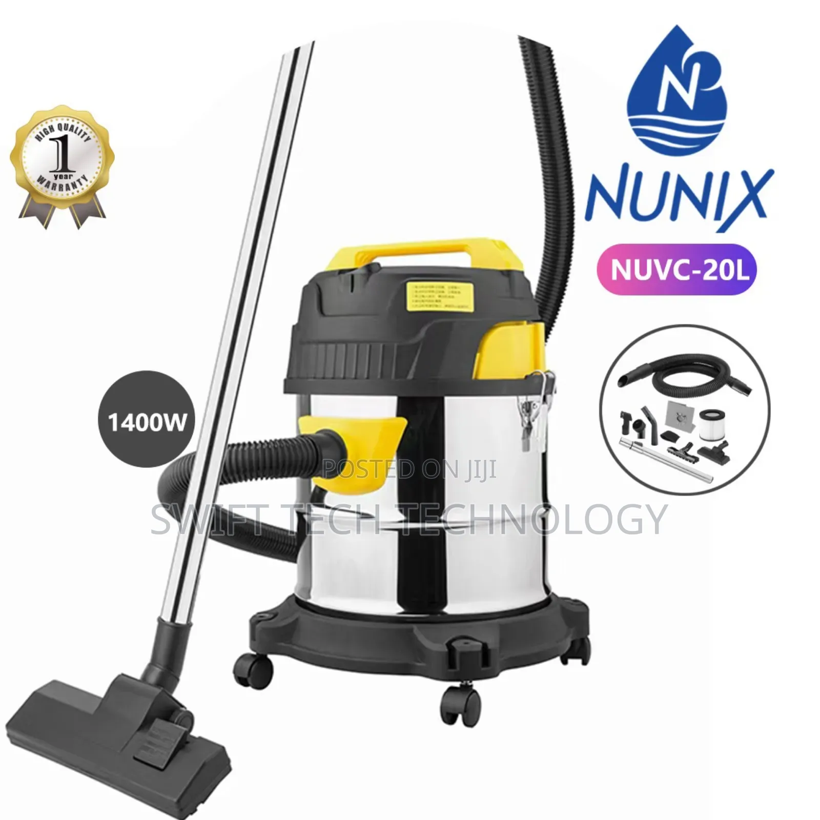 Vacuum Cleaner 20 Liters Wet and Dry Nunix 1400 Watts