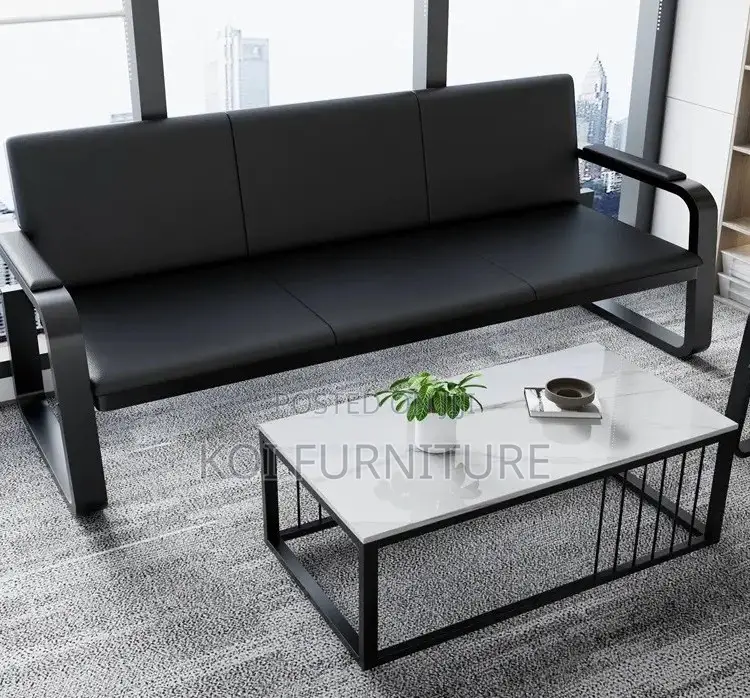 Office Sofa : 5-Seater Synthetic Leather Sofa Set
