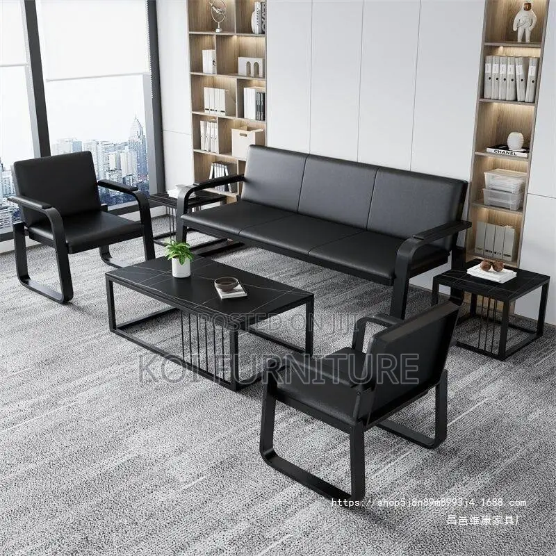 Office Sofa : 5-Seater Synthetic Leather Sofa Set